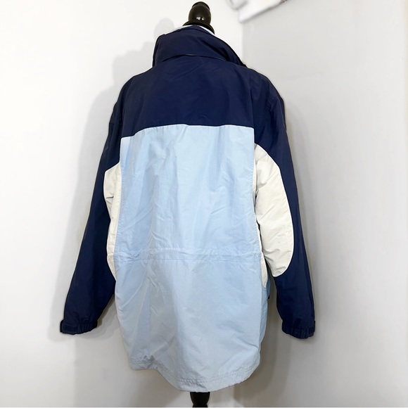 Vintage Two Tone Blue Two Layer Fleece + Winter Jacket Thick Warm Three Pockets - Picture 10 of 11